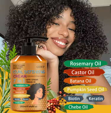 GSWP 7-in-1 Curl Cream | Hydrating & Volumizing Hair Styling Cream for Fresh, Non-Sticky Curls (280ml / 560ml)