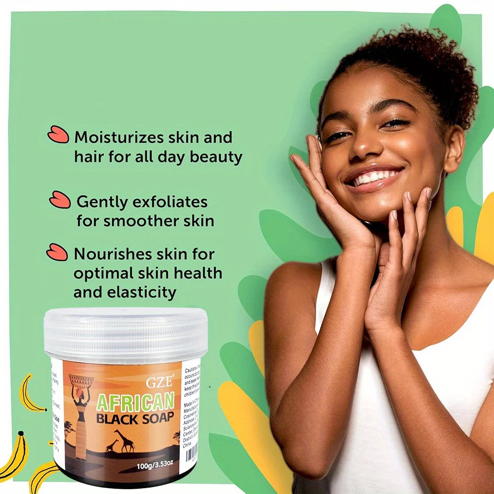 Unisex African Black 3-in-1 Face Hair Body Cleanser Soap 3.5 oz