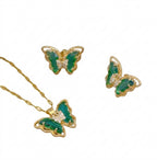 Women's Fashion Cute Micro-Inlaid Butterfly Necklace and Earrings Jewelry Set