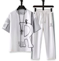 Men's Casual Printed Short Sleeve T-Shirt and Shorts Two Piece Set