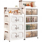 14.6in Foldable PP Plastic Storage Cabinet and Rolling Organizer