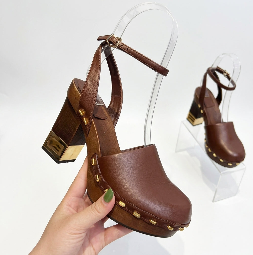 Women's Platform Round Toe Block Heel Pumps