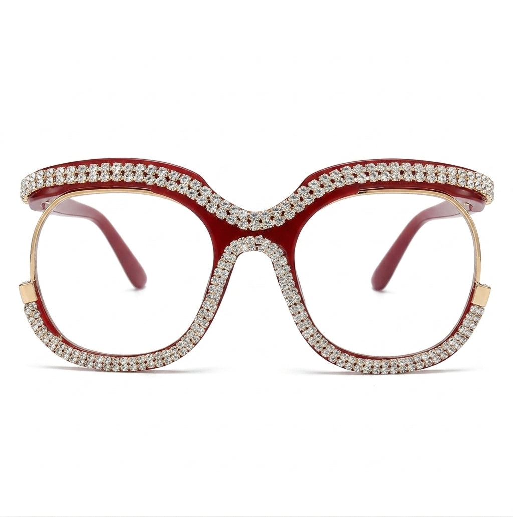 Women's Trendy Round Rhinestone Oversized Reading Glasses