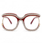 Women's Trendy Round Rhinestone Oversized Reading Glasses