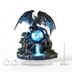 Retro Bohemian Dragon Crystal Ball Flat Acrylic Plaque and Tabletop Ornament
