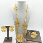 Women's Fashion Trendy Multi Layer Chain Necklace Earrings Bangle Ring Jewelry Set