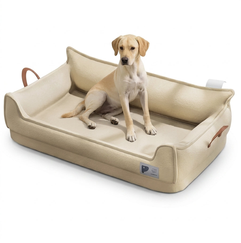 Orthopedic Leather Dog Bed Sofa with Non-Slip Bottom and Waterproof Washable Cushion
