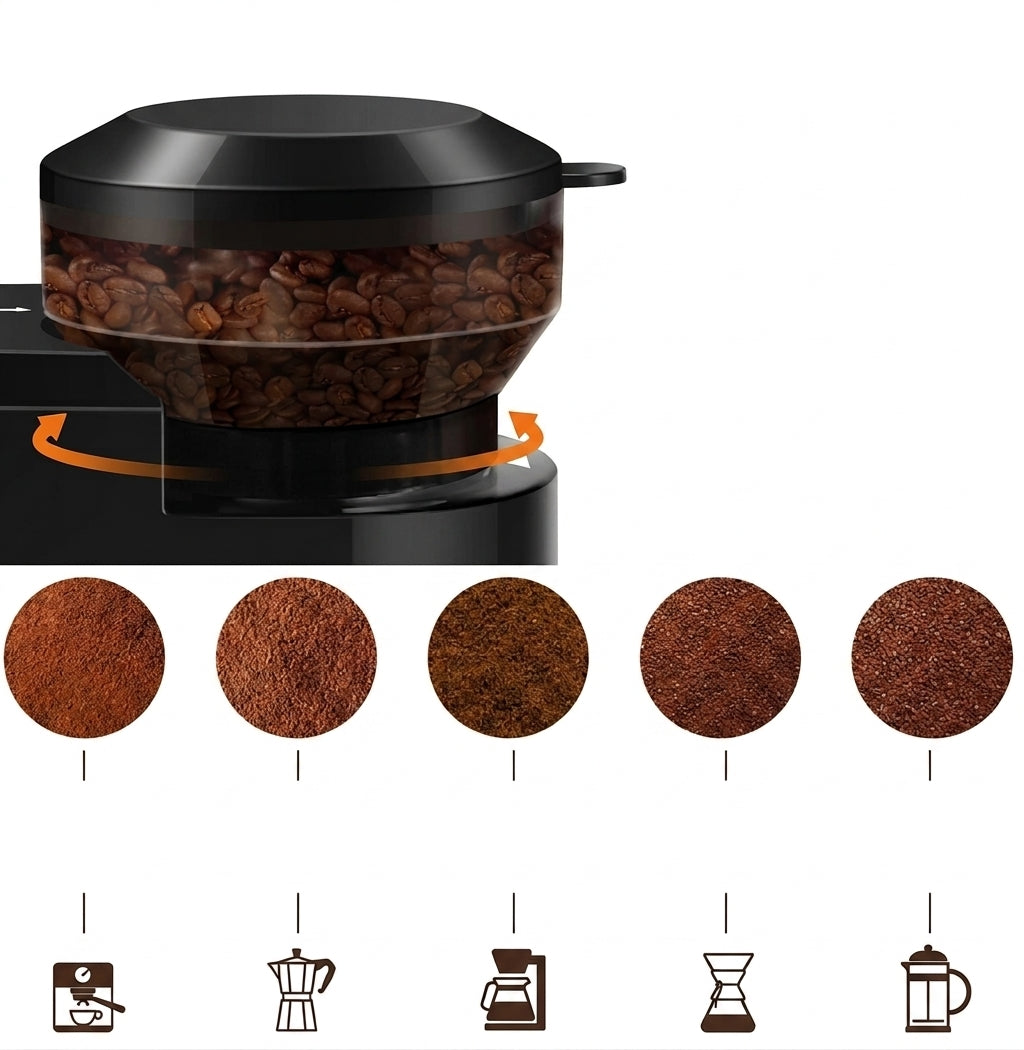 Automatic Flat Burr Mill Coffee Grinder with 28 Grind Settings CBG-8001