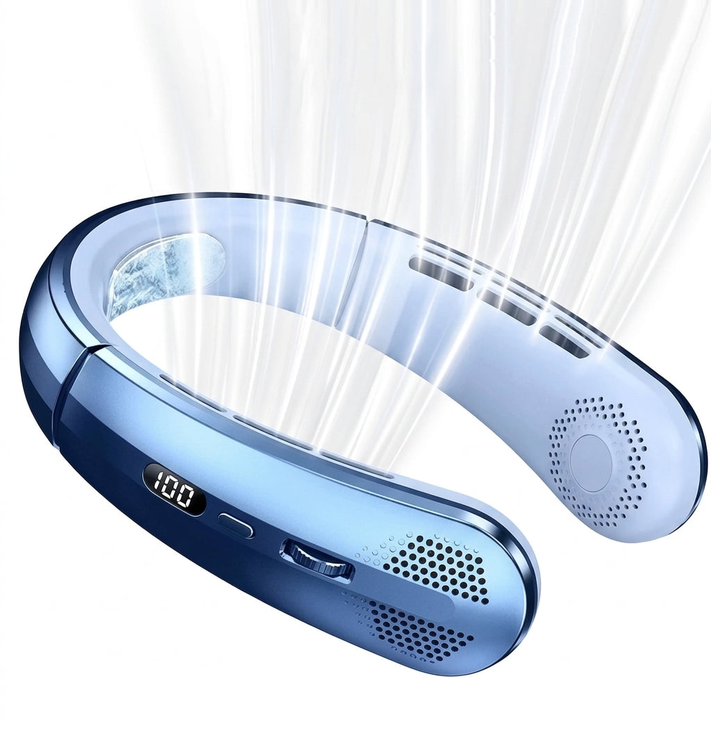 Portable Bladeless Hanging Neck Fan with LED Digital Display Plus Cable