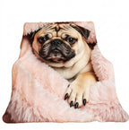 Pug Dog Flannel Blanket and Decorative Couch Throw