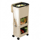 Multifunctional Kitchen Trash Can and Recycling Bin with Wheels