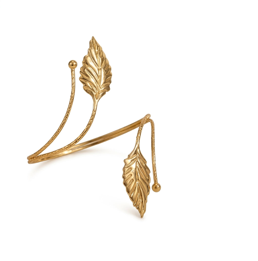 Women's Vintage Leaf Geometric Waves Upper Arm Cuff Bracelet