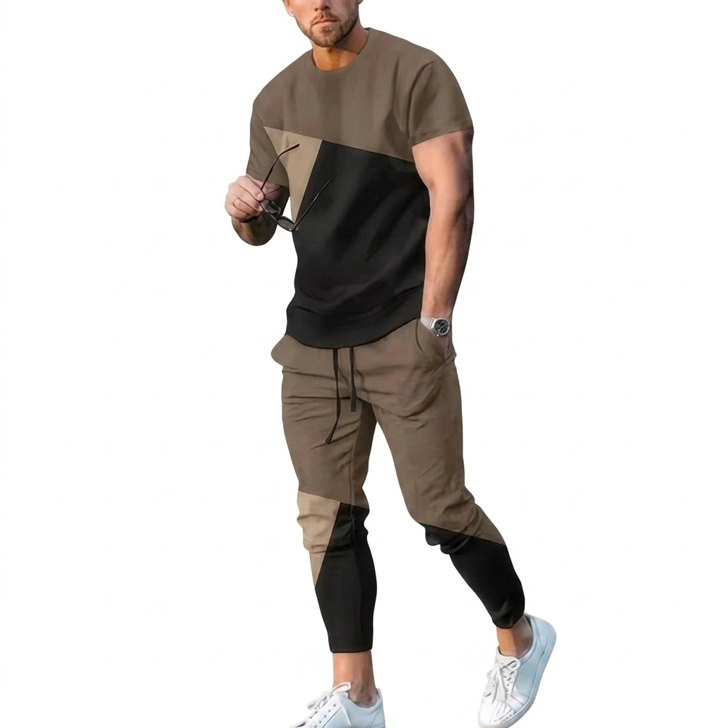 Men's Casual Summer T-Shirt and Shorts Suit Set with 3D Letter Print