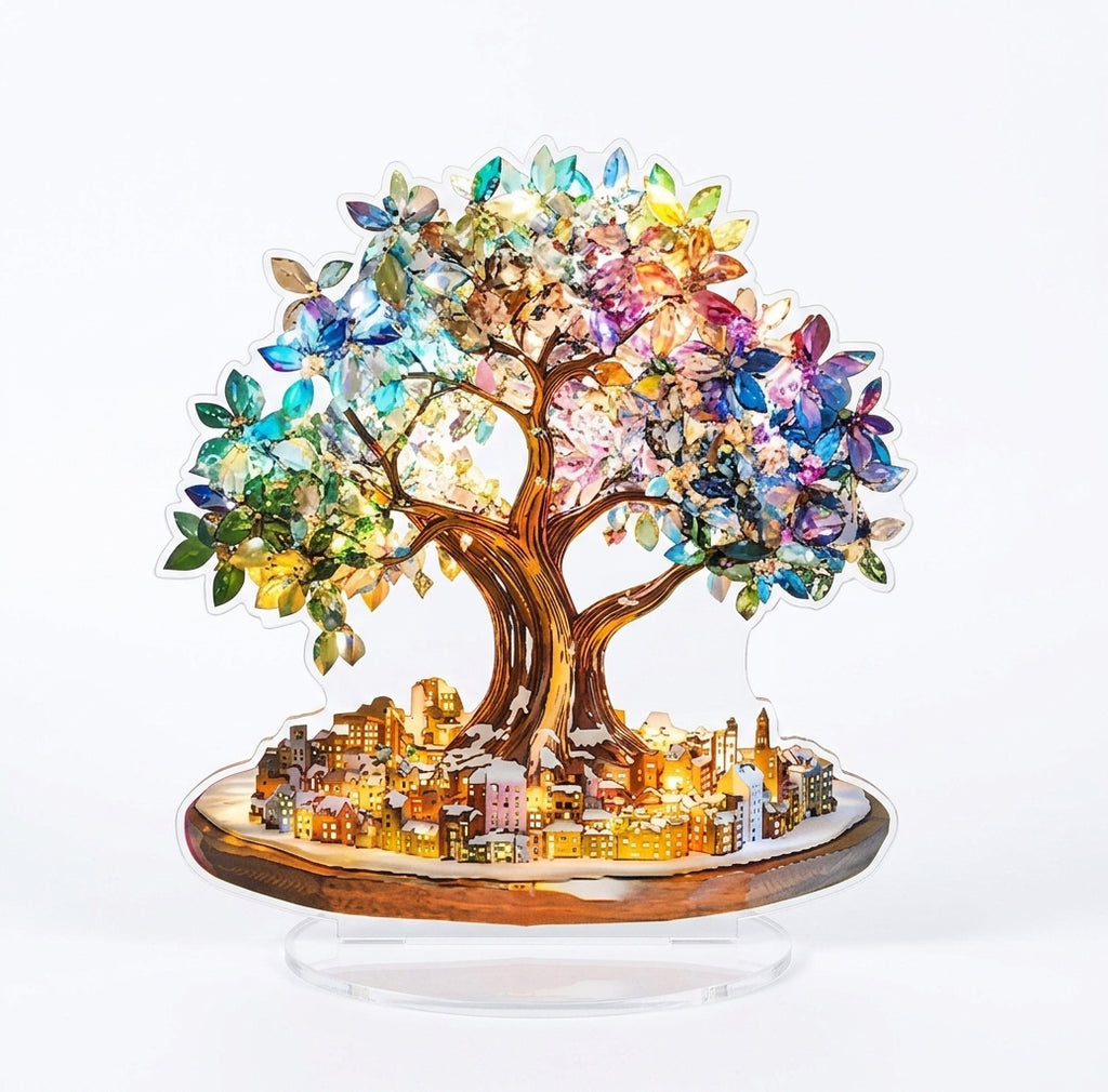 Tree of Life Gemstone Acrylic Statue and Tabletop Ornament