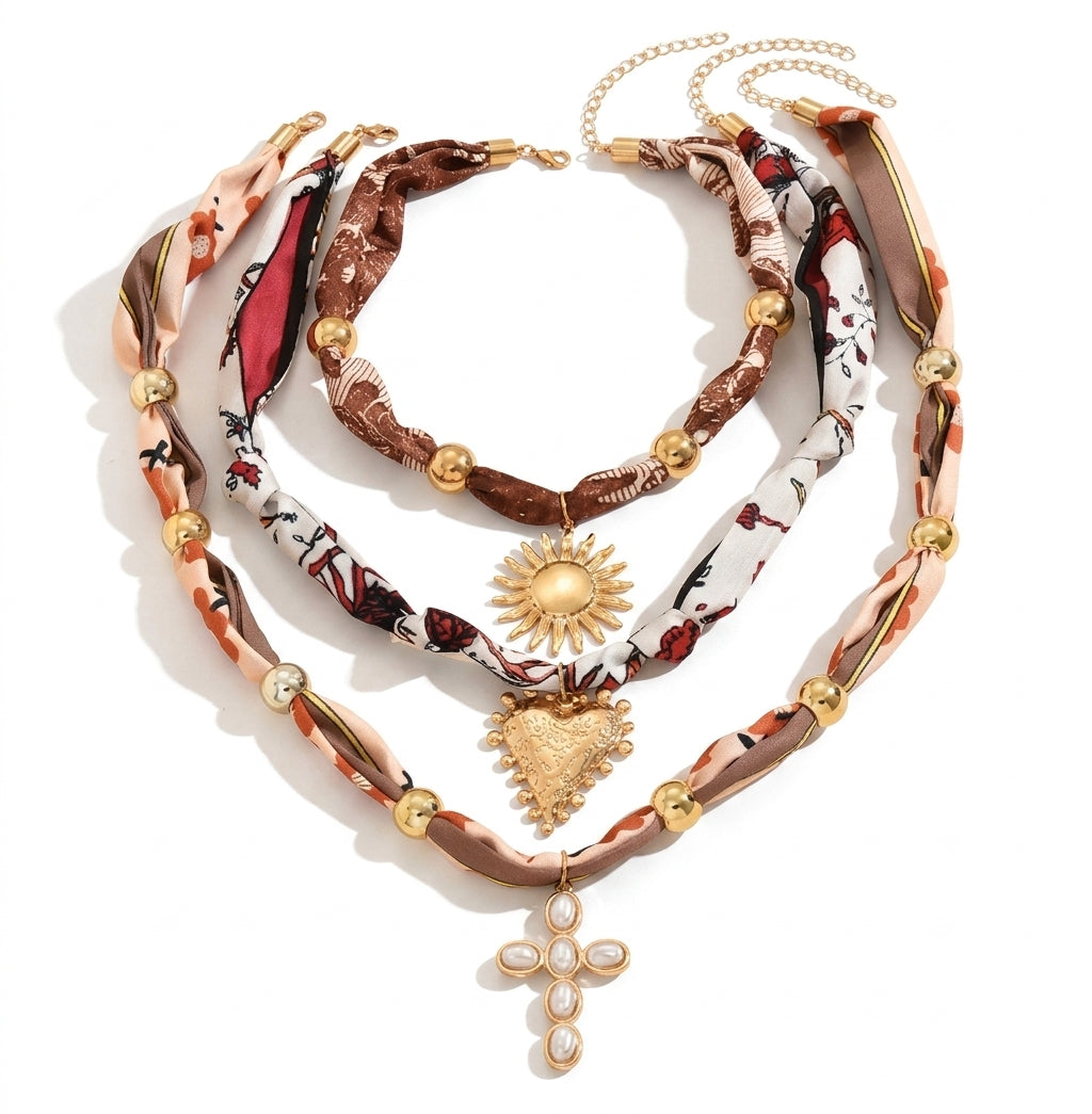 Women's Trendy Bohemian Fish Coral Beaded Wrap Pendant Necklace