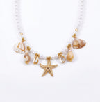Women's Fashion Bohemian Shell Starfish Imitation Pearl Choker Necklace