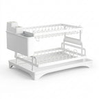 2 Tier Dish Drying Rack and Drainboard Set with Utensil Holder