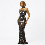 Women's Sexy Sparkly Sequin Backless Maxi Dress