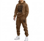 Men's Autumn Letter 3D Print Hoodie and Sweatpants Tracksuit Set