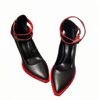 Women's Pointed Toe Chunky Heel Ankle Strap Pumps