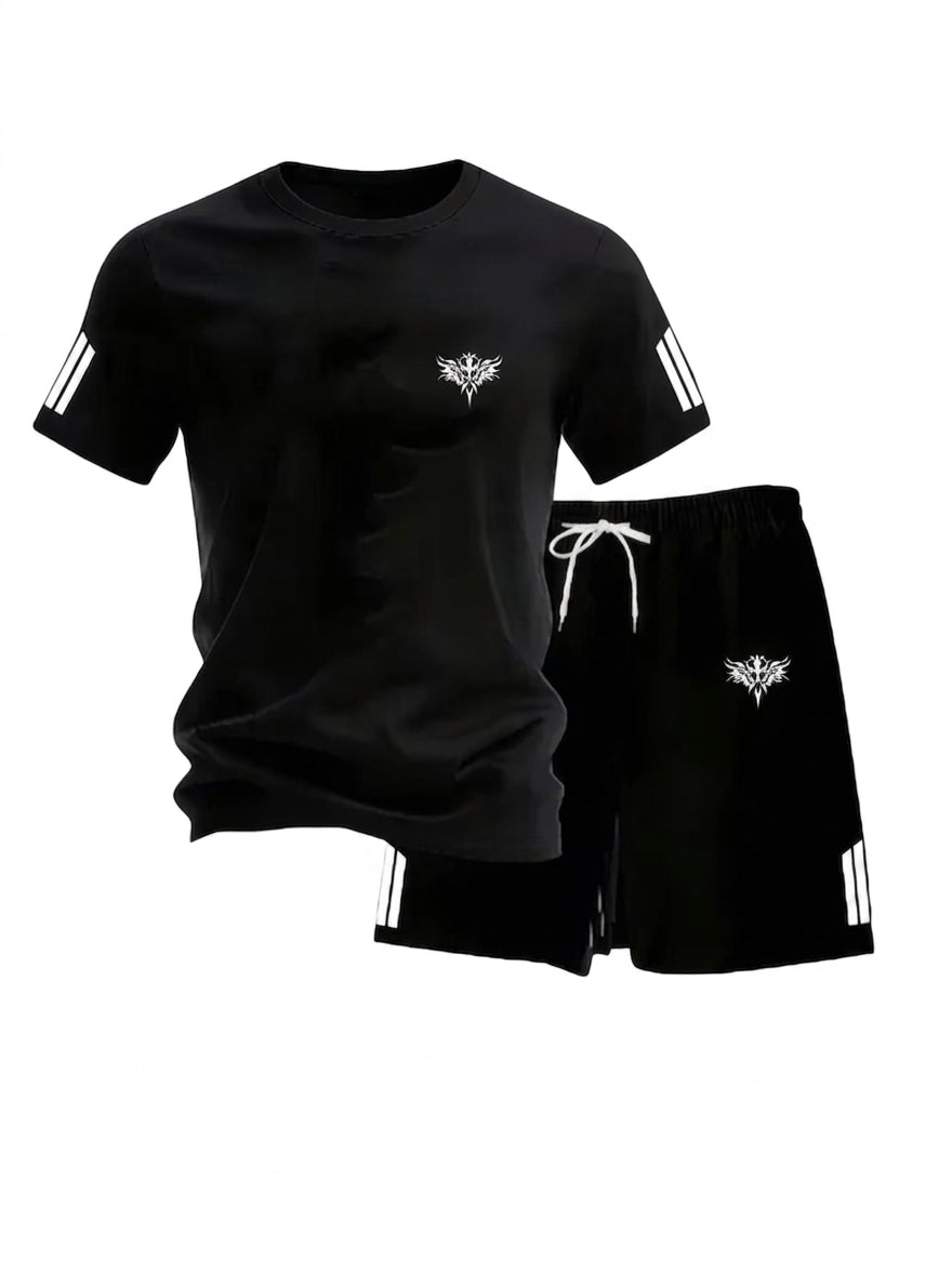 Men's Casual Round Neck T-Shirt and Shorts Set