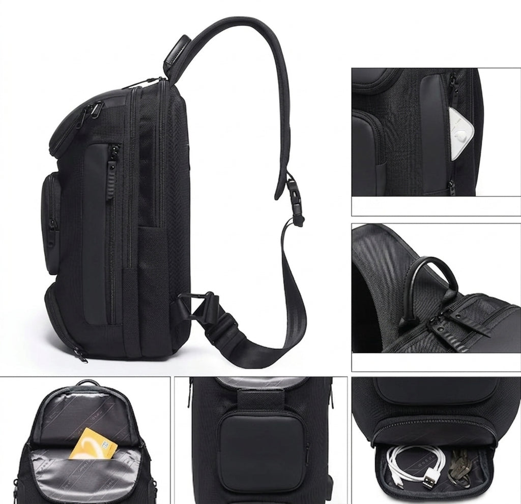 Men's Waterproof Anti-theft USB Crossbody Chest Bag BG-7086