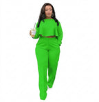 Women's Two Piece Ruffle Crop Top and Wide Leg Pants Set