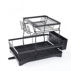 2-Tier Kitchen Dish Drying Rack with Swivel Spout Drip Tray