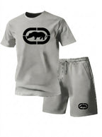 Men's Casual Solid Round Neck T-Shirt and Shorts Set
