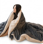Thick Warm Flannel Quilt and Lamb Fleece Duvet Blanket
