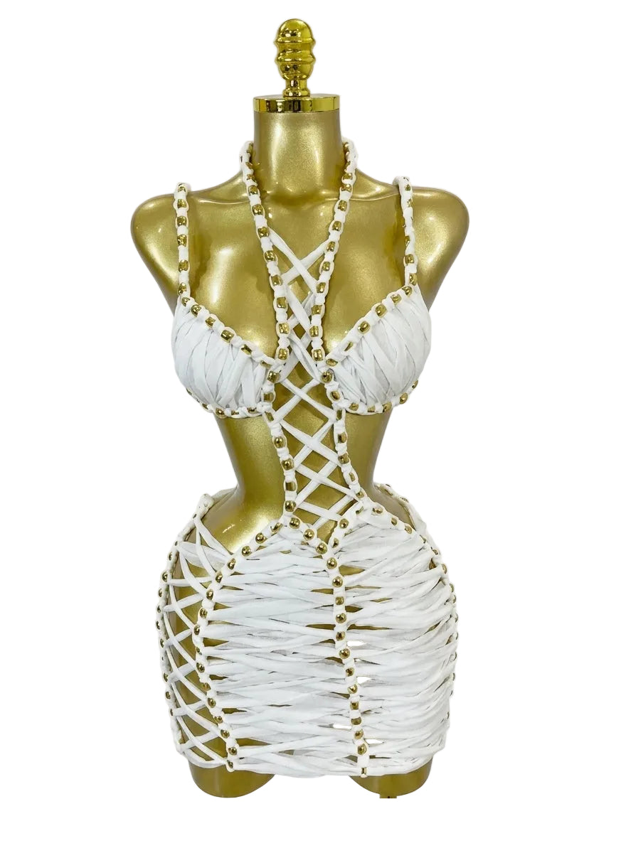 Women's Fashion Halter Neck Hollow Backless Mini Party Dress