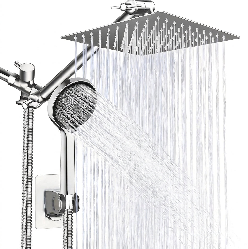 Stainless Steel Rain Shower Head and Handheld Spray Combo