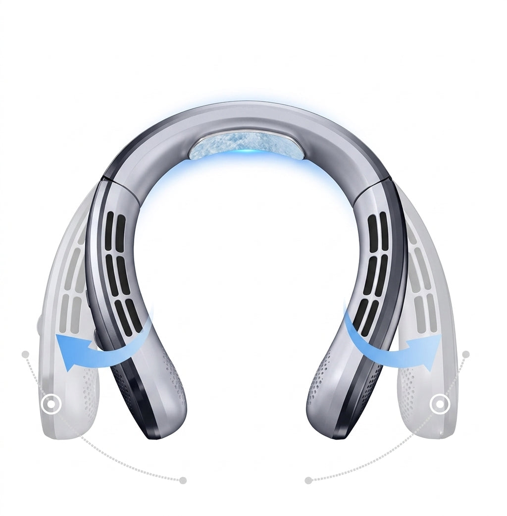 Portable Bladeless Hanging Neck Fan with LED Digital Display Plus Cable