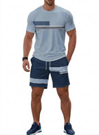 Men's Casual 3D Print T-Shirt and Shorts Suit Set