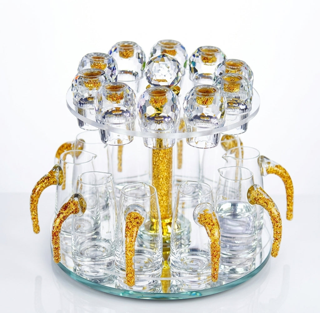 Diamond Crystal Liquor Shot Glasses and Spirit Dispenser Set