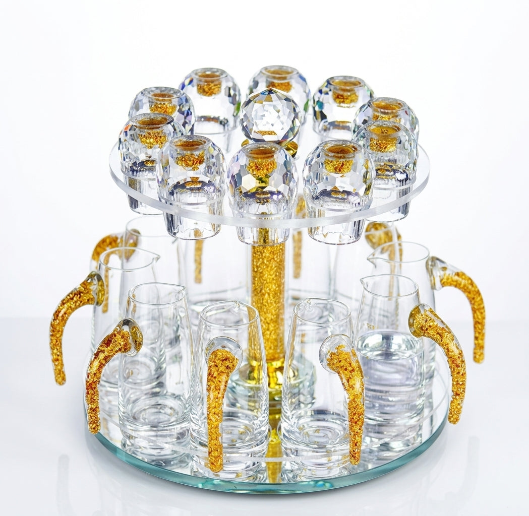 Diamond Crystal Liquor Shot Glasses and Spirit Dispenser Set