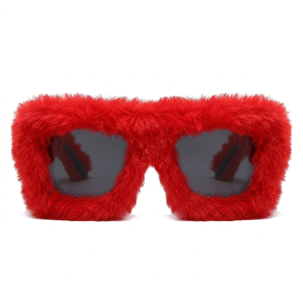 Women's Oversized Fluffy Plush Square Y2K Novelty Sunglasses