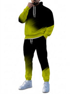 Men's Autumn Gradient 3D Print Hoodie and Sweatpants Tracksuit Set
