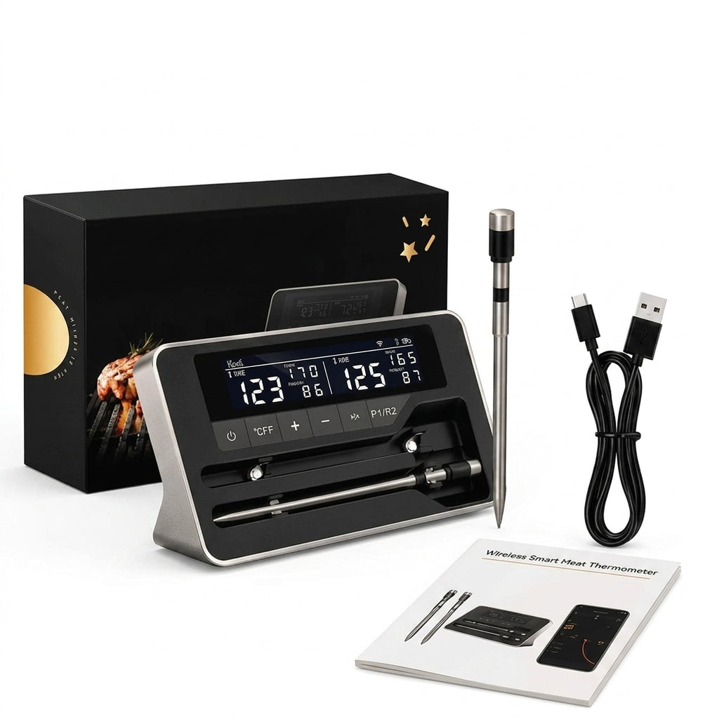 Wireless Bluetooth Meat Thermometer with LCD Screen for Smoker BBQ