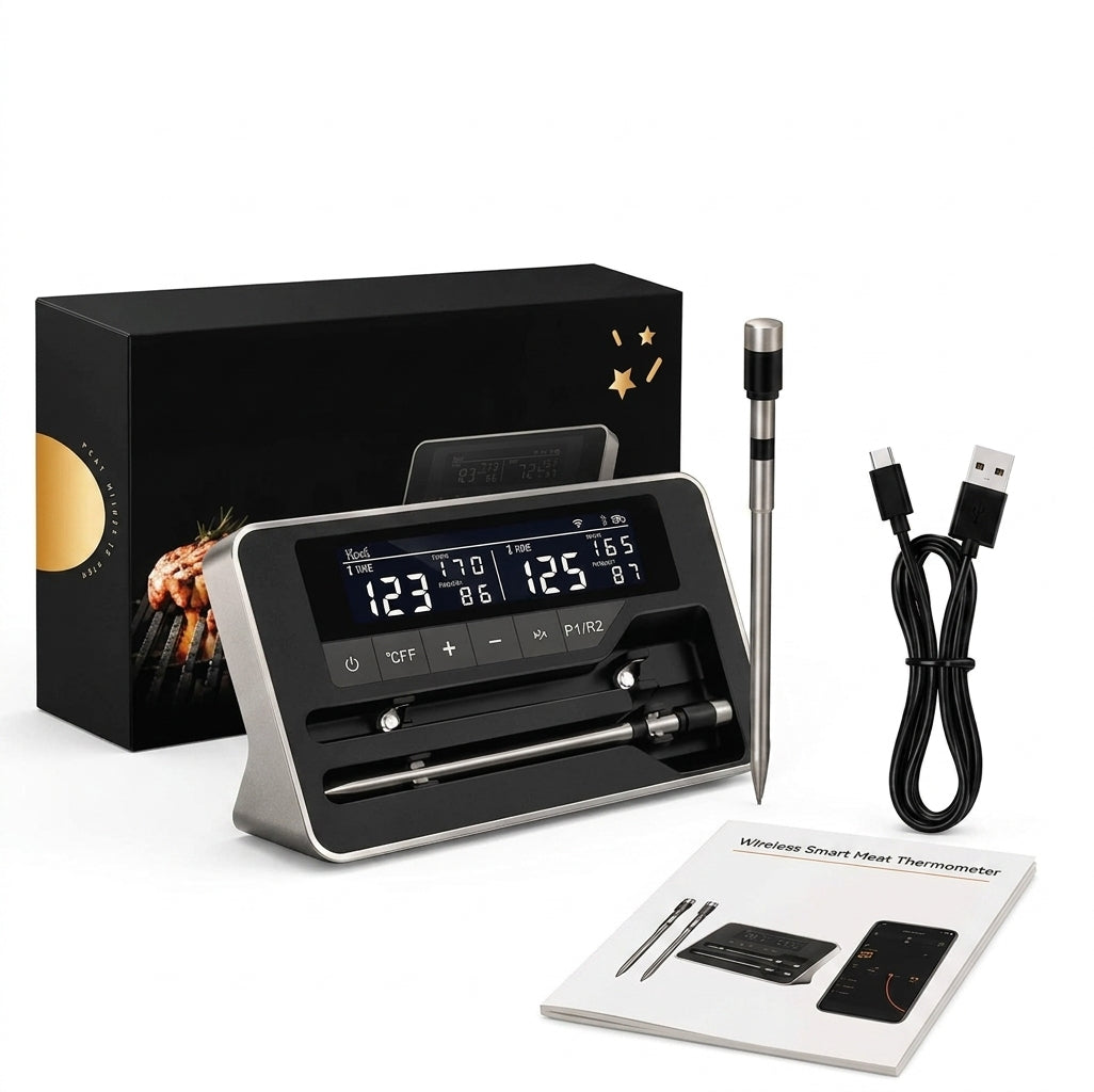 Wireless Bluetooth Meat Thermometer with LCD Screen for Smoker BBQ