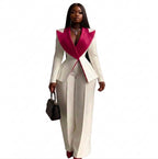 Women's V-Neck Long Sleeve Blazer Trouser Evening Dress