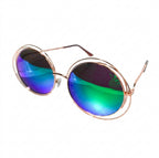 Women's Trendy Round Retro Gradient Metal Oversized Sunglasses