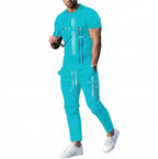 Men's Casual Summer T-Shirt and Pants Suit Set