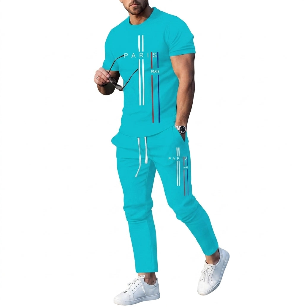 Men's Casual Summer T-Shirt and Pants Suit Set