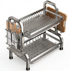 Kitchen Dish Drying Rack and Drainboard Set with Utensil Holder