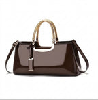Women's Glossy Patent PU Leather Shoulder Handbag