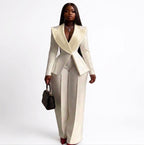 Women's V-Neck Long Sleeve Blazer Trouser Evening Dress
