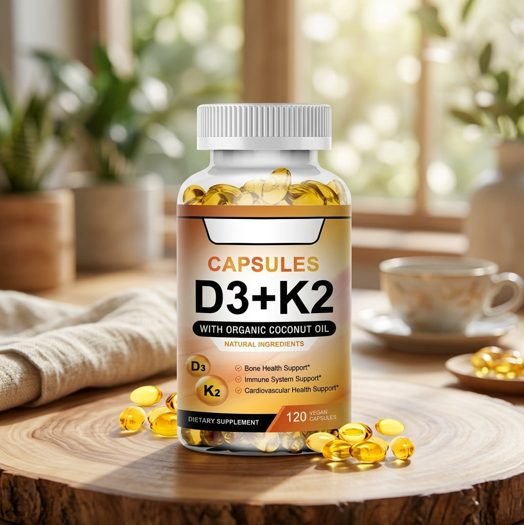 Premium Vitamin D3 + K2 Softgels with Organic Coconut Oil