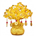 Feng Shui Yellow Crystal Money Tree Bonsai and Tabletop Ornament
