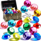 16 Big Colorful Diamond Pool Toys with Pirate Treasure Chest for Kids